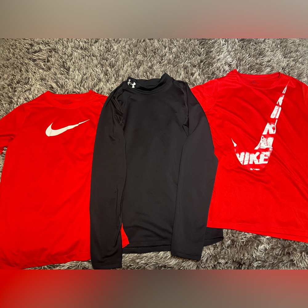 3 boys xl nike and under armour shirts